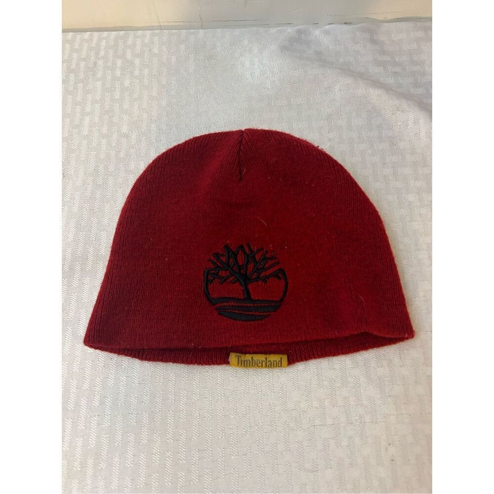 Timberland‎ youth skull cap hat spellout burgundy 8-20